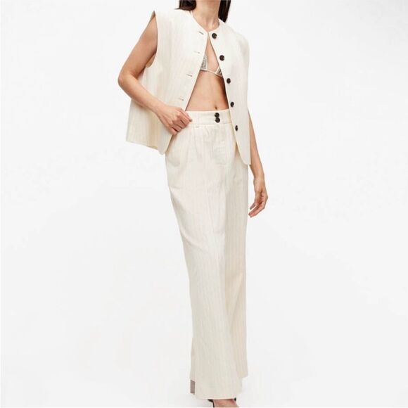 AllSaints NWT Payton Wide Trousers in Beige Size 4 - Picture 1 of 10